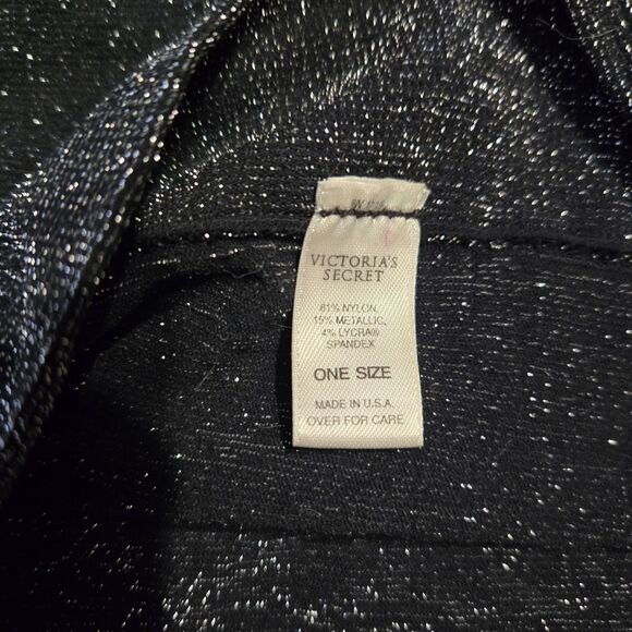 Vintage 90s Y2k Victoria's Secret Black Silver Sparkle Stretch Tube Top OS - Picture 3 of 3
